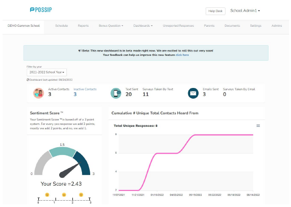 Old school year insights page with a top navigation bar and no breadcrumbs